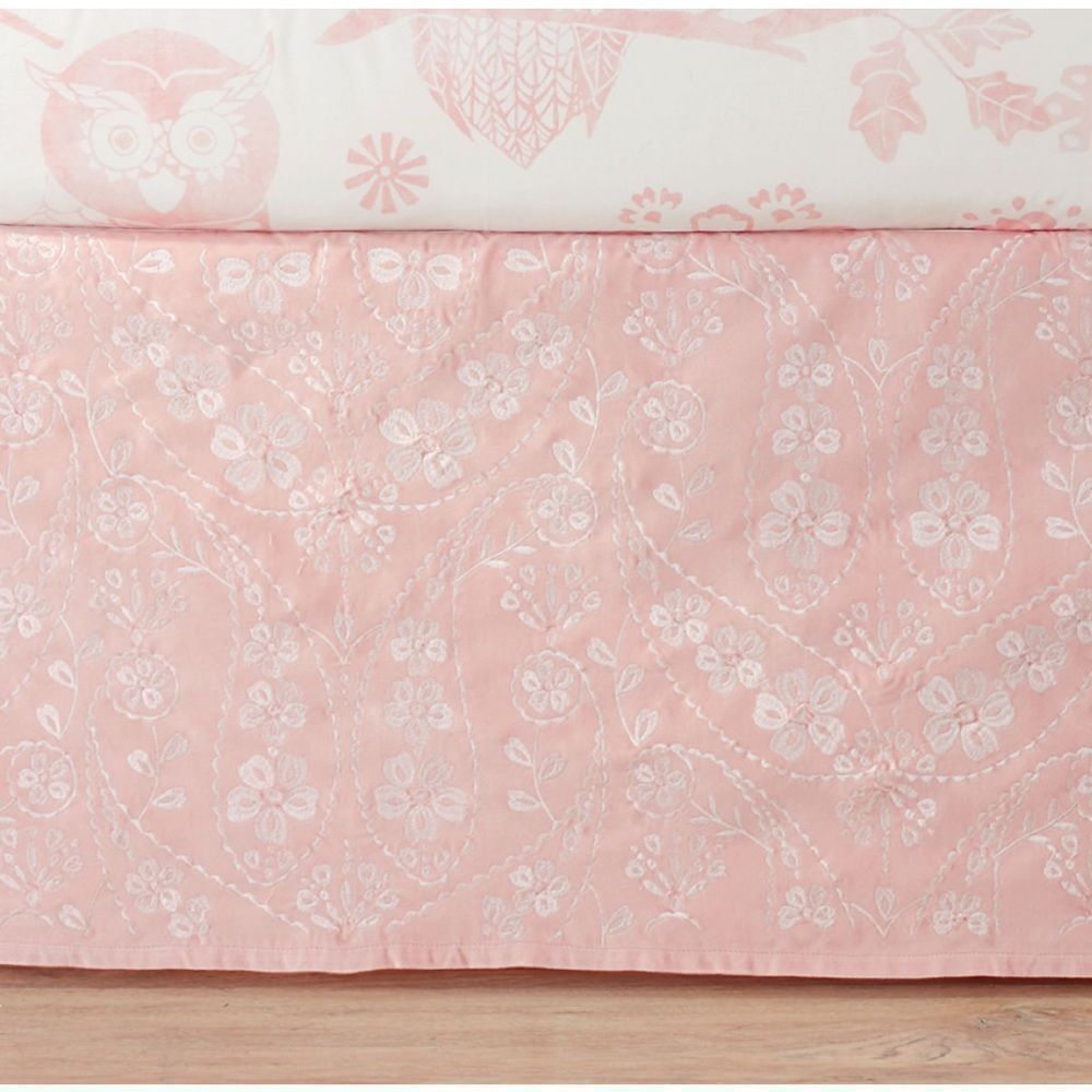 Pottery Barn Kids Mckenna Velvet Crib Skirt Pink
